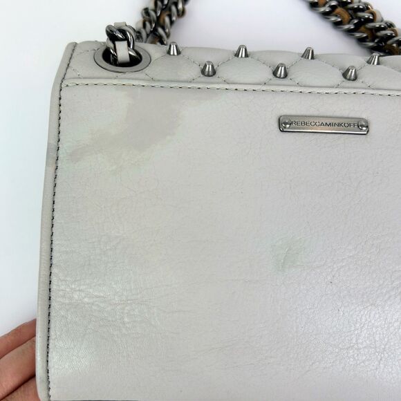Rebecca Minkoff Quilted Affair Studded Mini Crossbody or Shoulder Flap Bag Grey - Picture 15 of 15